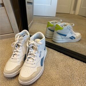 Reebok White and Blue High-Top Sneakers